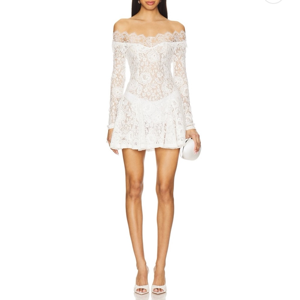 Lovers + Friends Ivory Lace Long Sleeve Dress